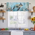 thumbnail image 4 of Coastal Sea Turtle Valances for Windows, Vintage Teal Nautical Beach Botanical Light Filtering Kitchen Curtains, Rod Pocket Window Valance Curtains for Living Room Bedroom, 54" W x 18" L, 2 Panels, 4 of 9