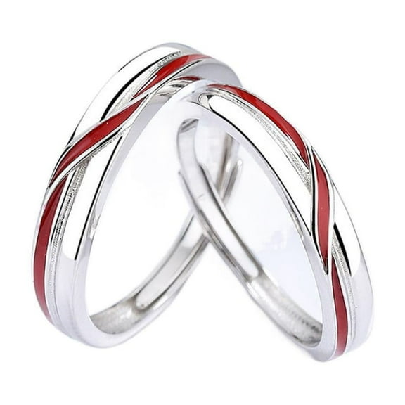 PERITANG 2pcs His and Hers Wedding Ring Sets Couples Engagement Rings Women and Men 925 Sterling Silver AAA Cubic Zirconia Line Couple Rings Pair