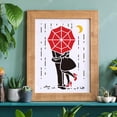 thumbnail image 5 of Couple Stencils 11.7x8.3inch Rainy Night Stencil Couple with Umbrella Drawing Template Reusable Umbrella Rain Couple Stencil for Painting on Wood Tile Paper Fabric Floor Wall DIY, 5 of 7