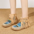 thumbnail image 5 of Xfvqtps Winter Boots for Women Ankle Boots Flat Fashion Boho Boots Tassel Buckle Decor Side Zipper Comfortable Unique Style, 5 of 9