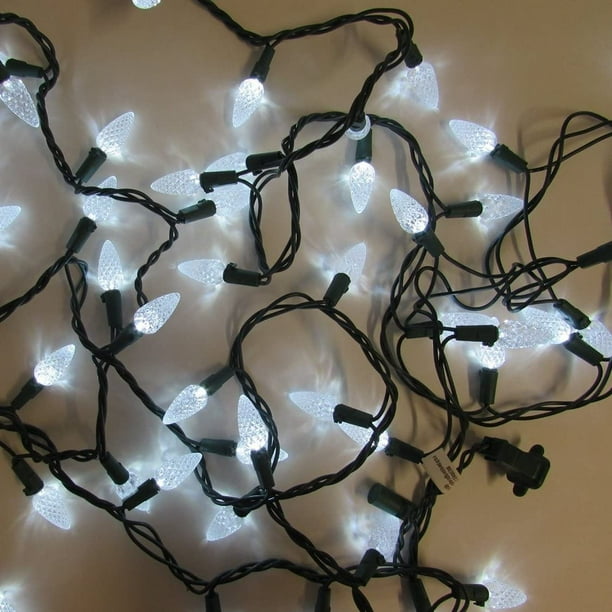 Led Christmas Lights 60 Faceted LED String Lights Set C6 Green