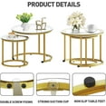 thumbnail image 4 of Coffee Table Nesting Set of Side Set Golden Frame Circular Round and Marble Pattern Wooden Tables Living Room Bedroom Apartment Modern Industrial Simple Nightstand, 4 of 9