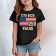 thumbnail image 2 of mgoYE 250th Anniversary USA T-Shirt Girls Girls Boys American Flag Shirt 4th of July T-Shirt Patriotic Short Sleeve Tee USA Flag Stripe Star Summer Blouse Tops(Black,2-3 Years), 2 of 5