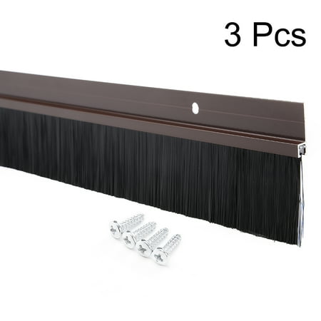 

Unique Bargains 3pcs Door Bottom Sweep Brown Aluminum Alloy w 1.6 PP Brush 40 x 2.44