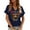 Navy, variant on Sexlip Womens Short Sleeve Top V Neck Ornate Mask Print Loose Sleeve Soft Fabric Relaxed Silhouette for Daily Leisure Black M