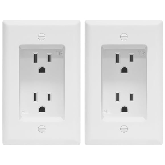 Receptacle Outlet TOPGREENER empotrado de 1 elemento, 15 A, 125 V, blanco, paquete de 2