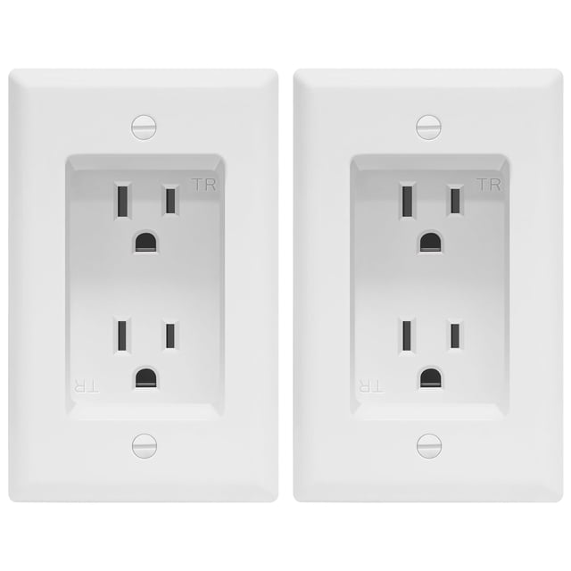 Receptacle Outlet TOPGREENER empotrado de 1 elemento, 15 A, 125 V, blanco, paquete de 2