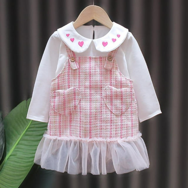 EIMELI Robe Automne Décontractée Bébés Filles Robe à Manches Longues Patchwork Robe d'Été pour Enfants