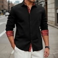 thumbnail image 5 of Mens Black Dress Shirts Long Sleeve Casual Regular Fit Shirt with Paisley Contrast and Pocket, 5 of 8