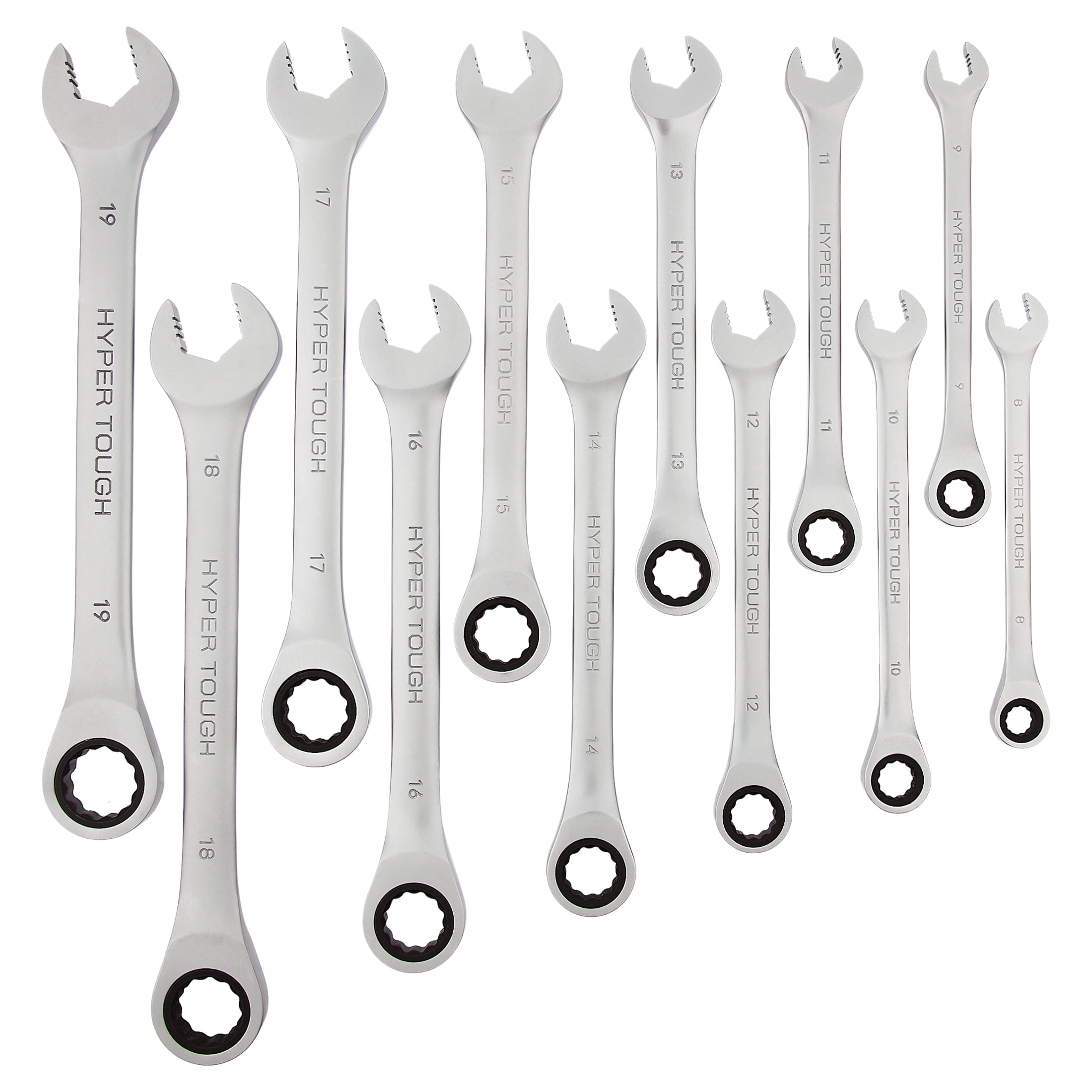 Hyper Tough Ratcheting Wrench Set, Metric, 12 Pieces