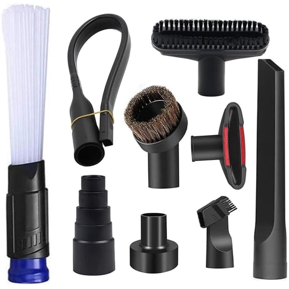 9 PCS Universal Vacuum Attachments for Shop Vac Accessories - 2 1/2" to 1 1/4" Vacuum Hose Adapter, 1 7/8" to 1" Adapter for Shop Vac, 1 1/4" Household Cleaning Vacuum Brush Attachment Kit
