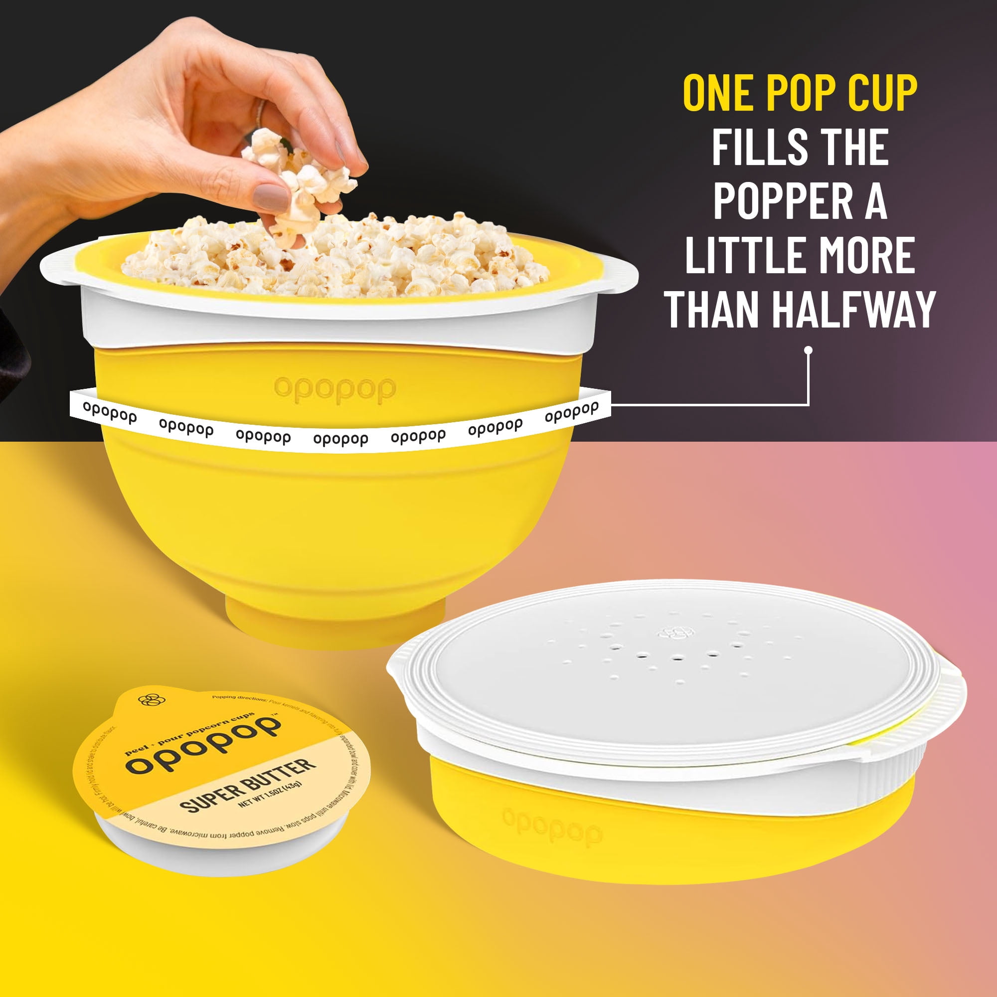 Opopop Microwave Popcorn Variety 4-pack Gourmet Popcorn Kit, Collapsible Silicone Popper, Gluten Free Snacks, BPA Free, Dishwasher Safe, New Flavors
