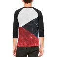 thumbnail image 2 of Czech Republic Flag Distressed Grunge Mens Raglan T Shirt White-Black X-LG, 2 of 2