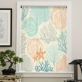 thumbnail image 4 of Coastal Turquoise Semi Sheer Curtains Drapes for Living Room,Bedroom,French Doors Window 45 Inches Long,Ocean Coral Starfish Shell Modern Sea Rod Pocket Chiffon Curtain Drapery Voile Draperies Panel, 4 of 6