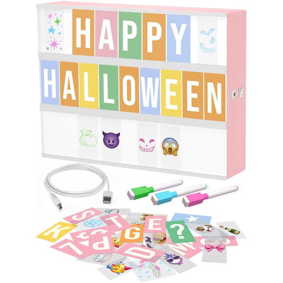 Tricase Pink Cinema Light Box con letras y emojis