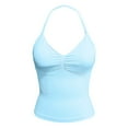 thumbnail image 4 of MIASHUI Camisoles pour Femmes Été Sans Manches Haut Décontracté avec Soutien-Gorge Intégré, Bleu Pâle, TP, 4 of 5