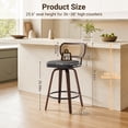 thumbnail image 2 of LEGAHOME Swivel Bar Stools Set of 3, 26” Upholstered Counter Height Bar Stools with Rattan Back and Wood Legs, Mid-Century Modern Barstools for Kitchen Island, 300 lbs, Walnut + Black, 2 of 10