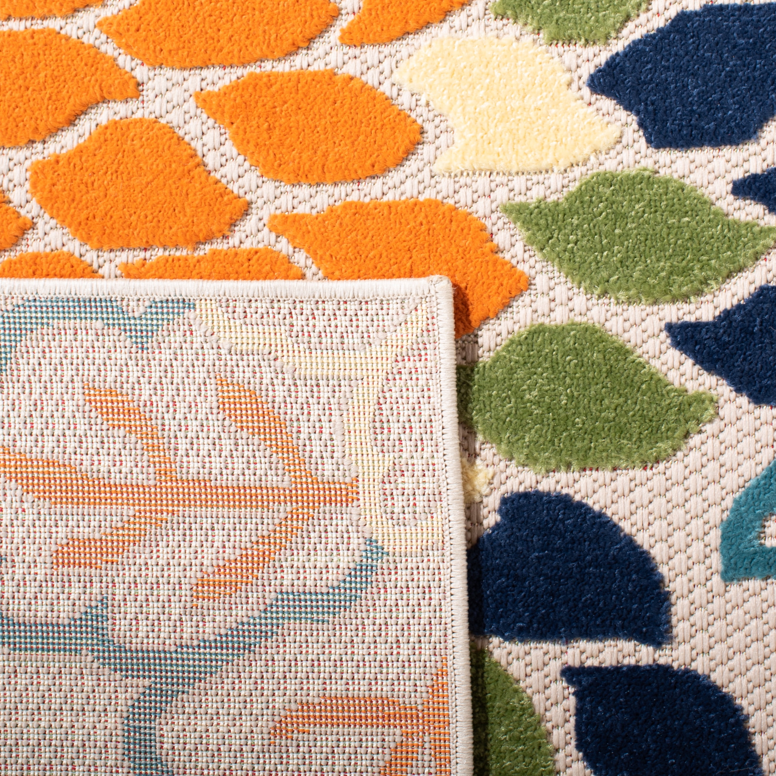 SAFAVIEH Cabana Michelle Floral Indoor/Outdoor Runner Rug, Ivory/Orange, 2'2" x 11'