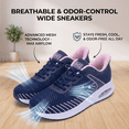 thumbnail image 4 of REABO Women's Wide Toe Box Walking Shoes Sneakers with Arch Support,Blue/Pink, Size 10.5, 4 of 9