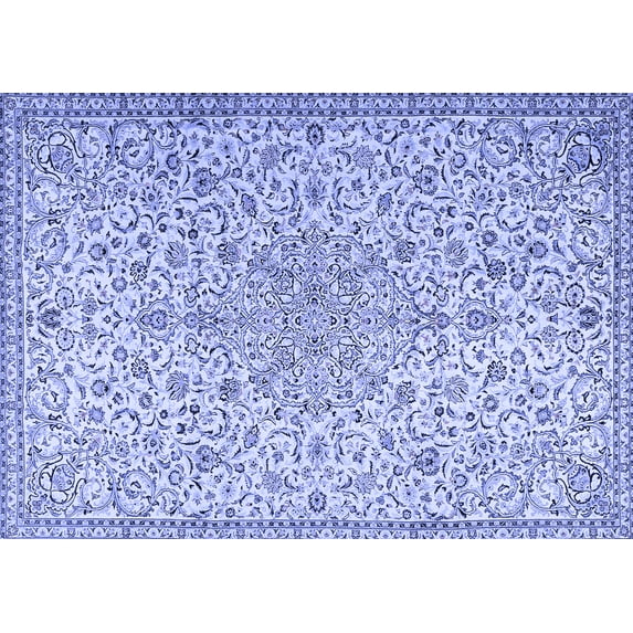 Ahgly Company Machine Washable Indoor Rectangle Persian Blue Traditional Area Rugs, 2' x 4'
