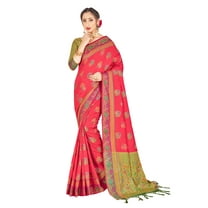 Sarees for Women Banarasi Art Silk Woven Wedding Saree - Ethnic Indian Gift Traditional Gift Sari with Unstitched Blouse Peach