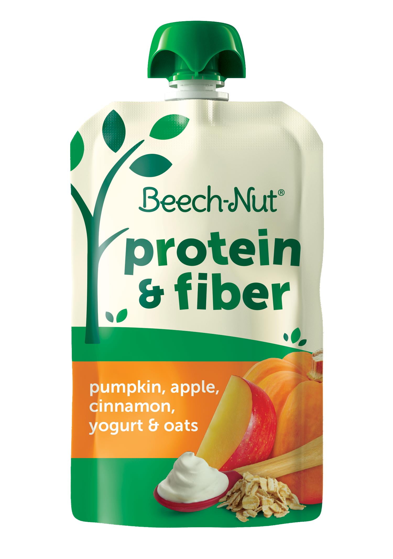 BeechNut Protein & Fiber Stage 4 Toddler Food, Pumpkin Apple Cinnamon Yogurt Oat, 3.5oz (12