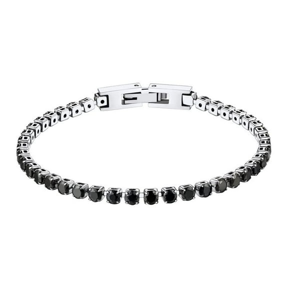 Bandmax Stainless Steel Tennis Bracelet for Women Men Cool Black Cubic Zirconia Chain Bracelet Trendy Fashion Bracelet Jewelry for Gift