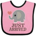 thumbnail image 3 of Inktastic Just Arrived Baby Elephant Boys or Girls Baby Bib, 3 of 4