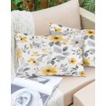 thumbnail image 4 of Waterproof Outdoor Throw Pillows with Inserts 12"x20" Set of 2, Yellow Floral Spring Soft Decorative Pillowcases for Couch Bedroom, Elegant Summer Botanical Gray Pillow Covers for Sofa Living Room, 4 of 8