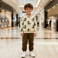 thumbnail image 2 of Bysome Little Boys Sweatshirts Child Casual Crew Neck Long Sleeve Dinosaur Print Fall Beige Pullover Tops Size 5-6 T, 2 of 4