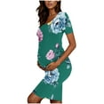 thumbnail image 5 of breaise Solid Color & Floral Side Ruch Maternity Dress Crew Neck Bodycon Dress Short Sleeve Baby Shower Dress Casual Lounge Pregnancy Dress Daily Wear, 5 of 6