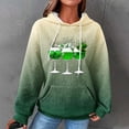 thumbnail image 2 of St. Patrick's Day Hoodies for Women Cozy Waffle Long Sleeve Fashion Gradient Color Graphic Print Oversize Sweatshirts(Army Green,S), 2 of 5