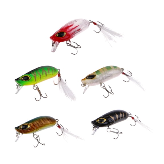 5Pcs Artificial Popper Fishing Lures Floating 5.5cm