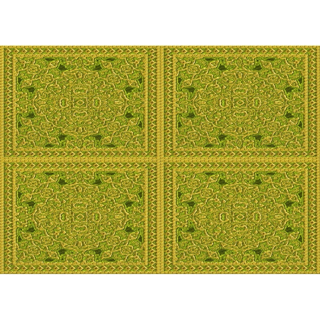 Ahgly Tapis Rectangulaire Lavable en Machine Intérieur Transitionnel Jaune Foncé Vert, 8 Pieds x 12 Pieds