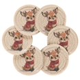 thumbnail image 2 of 6 Coil Coasters 3.94x3.94x0.24 Inch Water Coasters Drink Coasters with Cup Holders Absorbent Coasters Heat Resistant for Bar Protection Cute Yellow Christmas Deer, 2 of 7