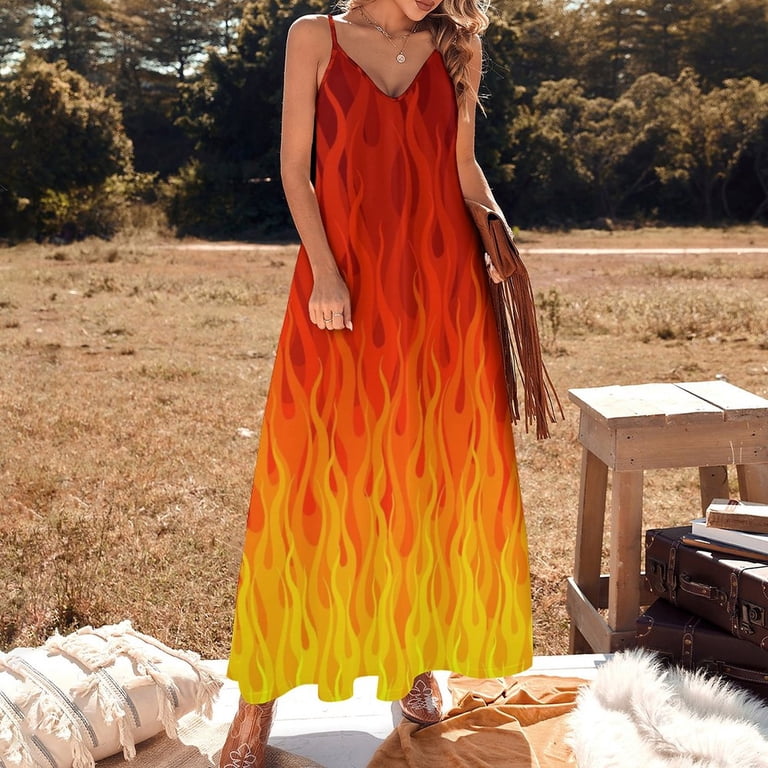 open lace back dress Sunset Ombre Maxi Dress Orange S main image 1