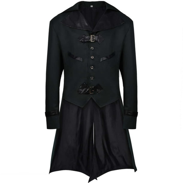 Pisexur Men's Steampunk Jacket Tailcoat Halloween Costumes Victorian Coat  Gothic Cosplay Vintage Frock Coat Uniform 