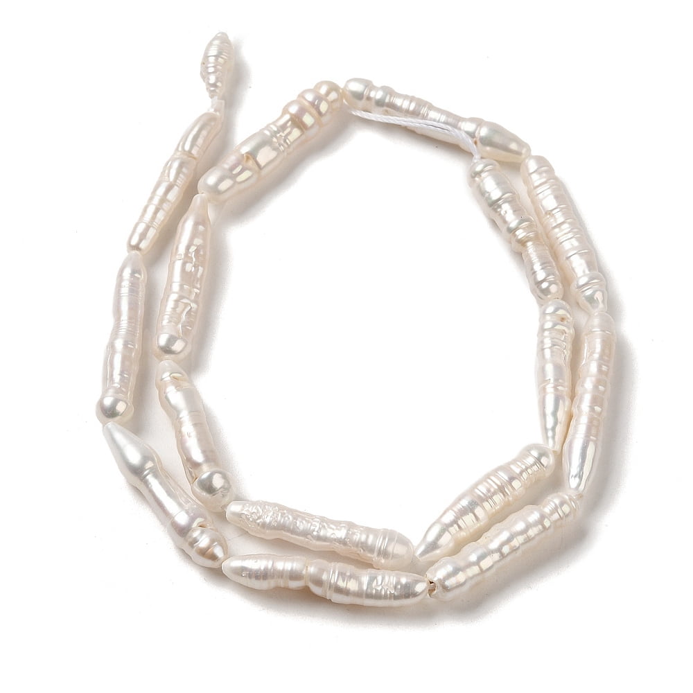 1Strand Natural Baroque Pearl Keshi Pearl Beads Strands Cultured Freshwater Pearl Grade 4A+ Column Old Lace 10~29x4.5~7mm Hole: 0.5mm about 16~18pcs/strand 14.80~15.24''(37.6~38.7cm)