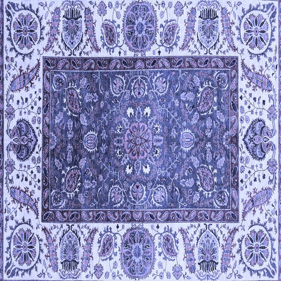 Ahgly Company Machine Washable Indoor Square Oriental Blue Traditional Area Rugs, 5' Square
