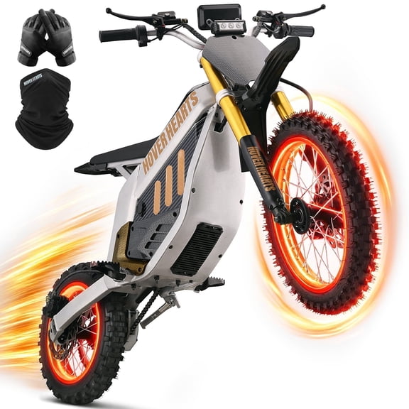 HOVERHEART Electric Dirt Bike,48V & 3000W Peak Power and 42 mph Max Speed for Adults&Teens, Dual Hydraulic Disc Brakes(Gold)