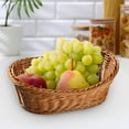 thumbnail image 4 of 1 Pc Woven Breads Baskets Wicker Bread Basket Handwoven Storage Basket Oval Small Fruit Baskets for Fruit Basket Vegetables Cosmetics in Home Restaurant & Bakery, 7.48x5.11x2.75 Inch, Brown, 4 of 8