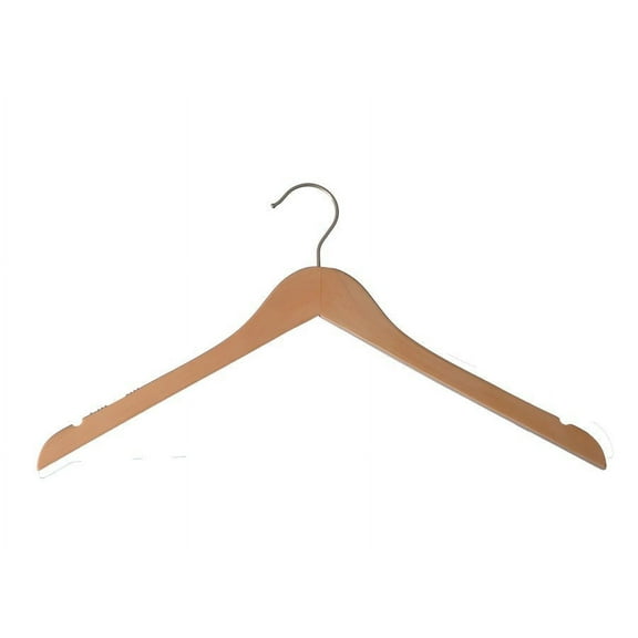 NAHANCO Wooden Shirt Hanger, 19" - Low Gloss Natural, 100/CTN