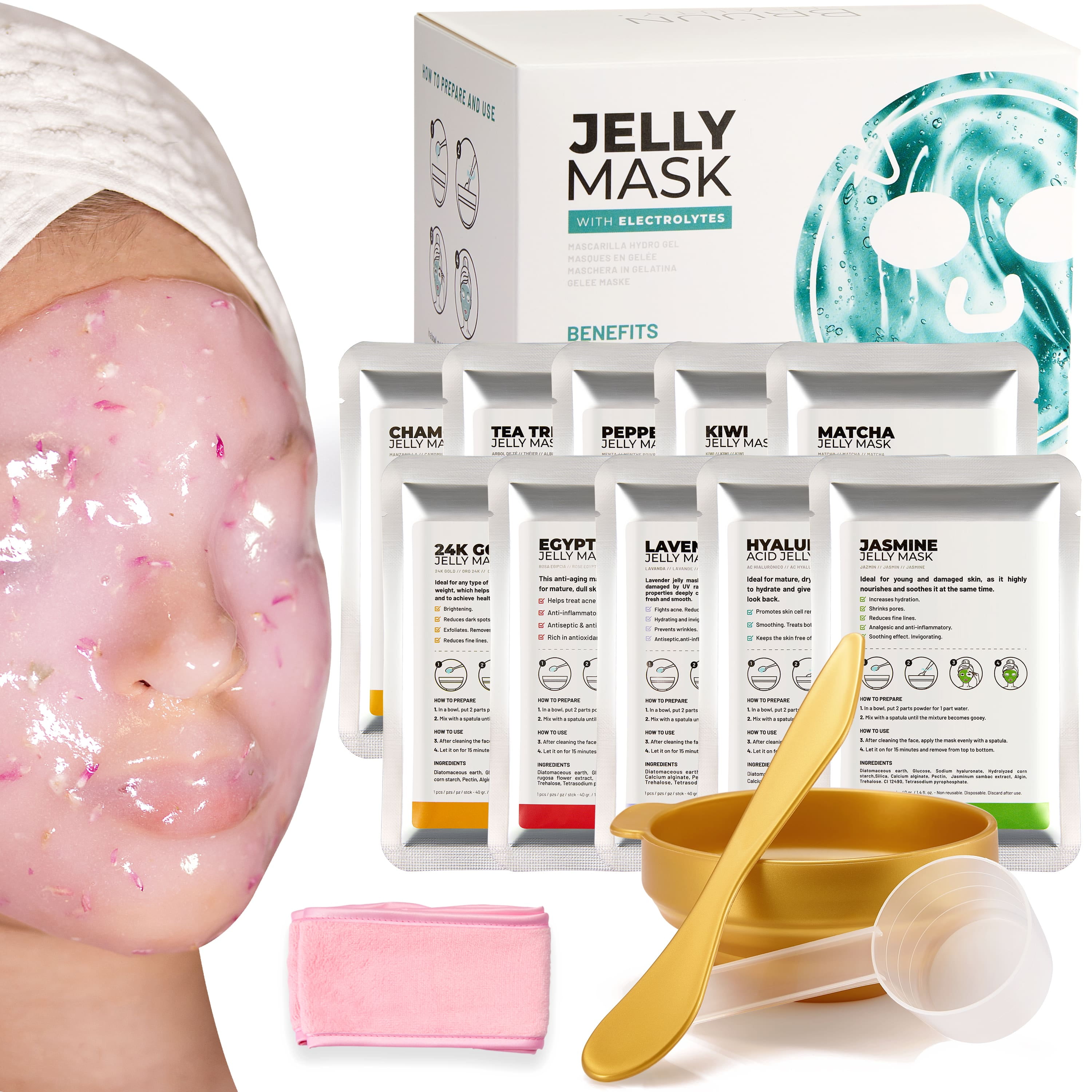 BRÜUN PeelOff Jelly Mask Premium Modeling "Rubber Mask" Spa Set 10