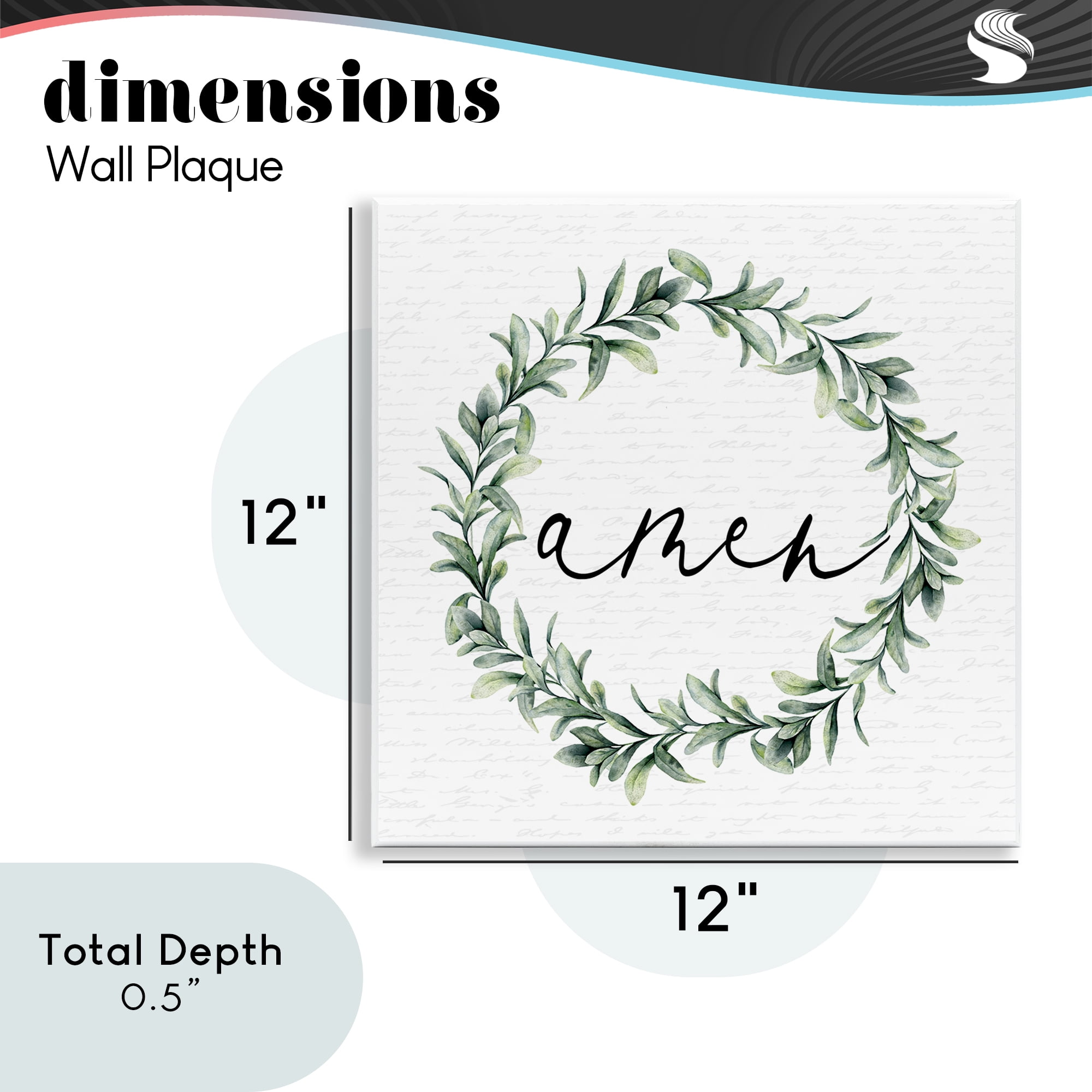 Amen Botanical Wreath & Script Wall Plaque Art, design by Lettered and Lined