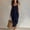 Navy, variant on QUNYINEY Casual Womens Sundresses Sleeveless Long Faux Cotton Linen A Line Dress Loose Fit with Pockets Beach Crew Neck Solid Dresses