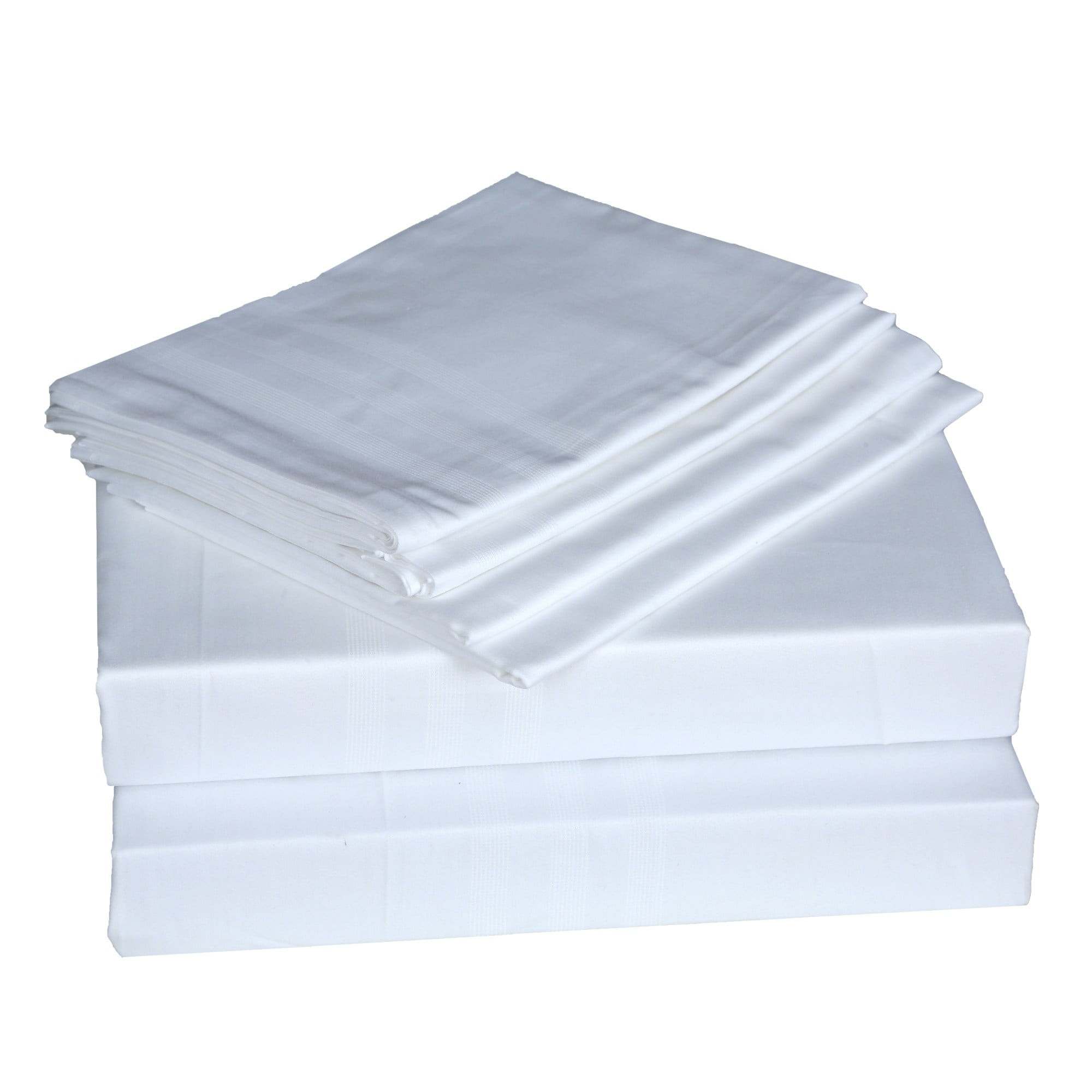 Just Linen 400 TC 100 Egyptian Cotton Sateen,White Engineered Stripe