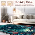 thumbnail image 2 of Ultra Soft Area Rug, Nautical Octopus and Coral Intertwined Runner with Abstract Tentacle Motifs, Non Slip, Stain Resistant, Washable Area Rugs for Living Room, Bedroom(Teal, 4X6), 2 of 8