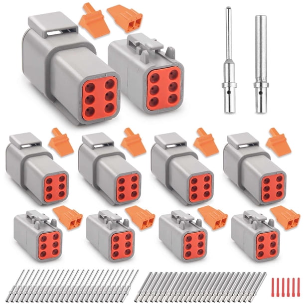 Kit de conectores DTM de 6 pines JRReady Deutsch, resistente al agua, 20-22 AWG