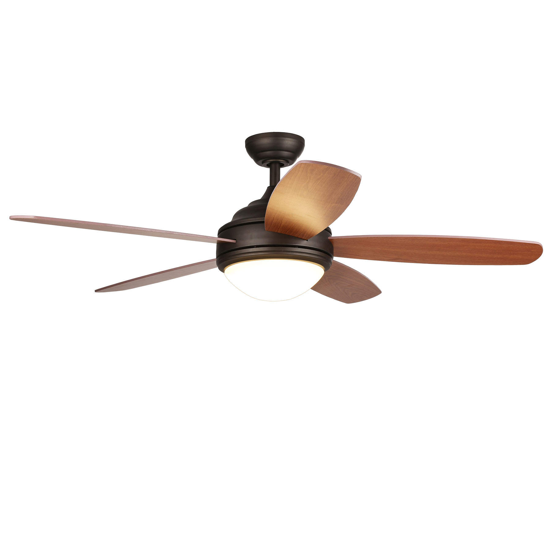52" Ceiling Fan Five Cherry/Teak Plywood Blades LED Light Kit, Bronze Finish