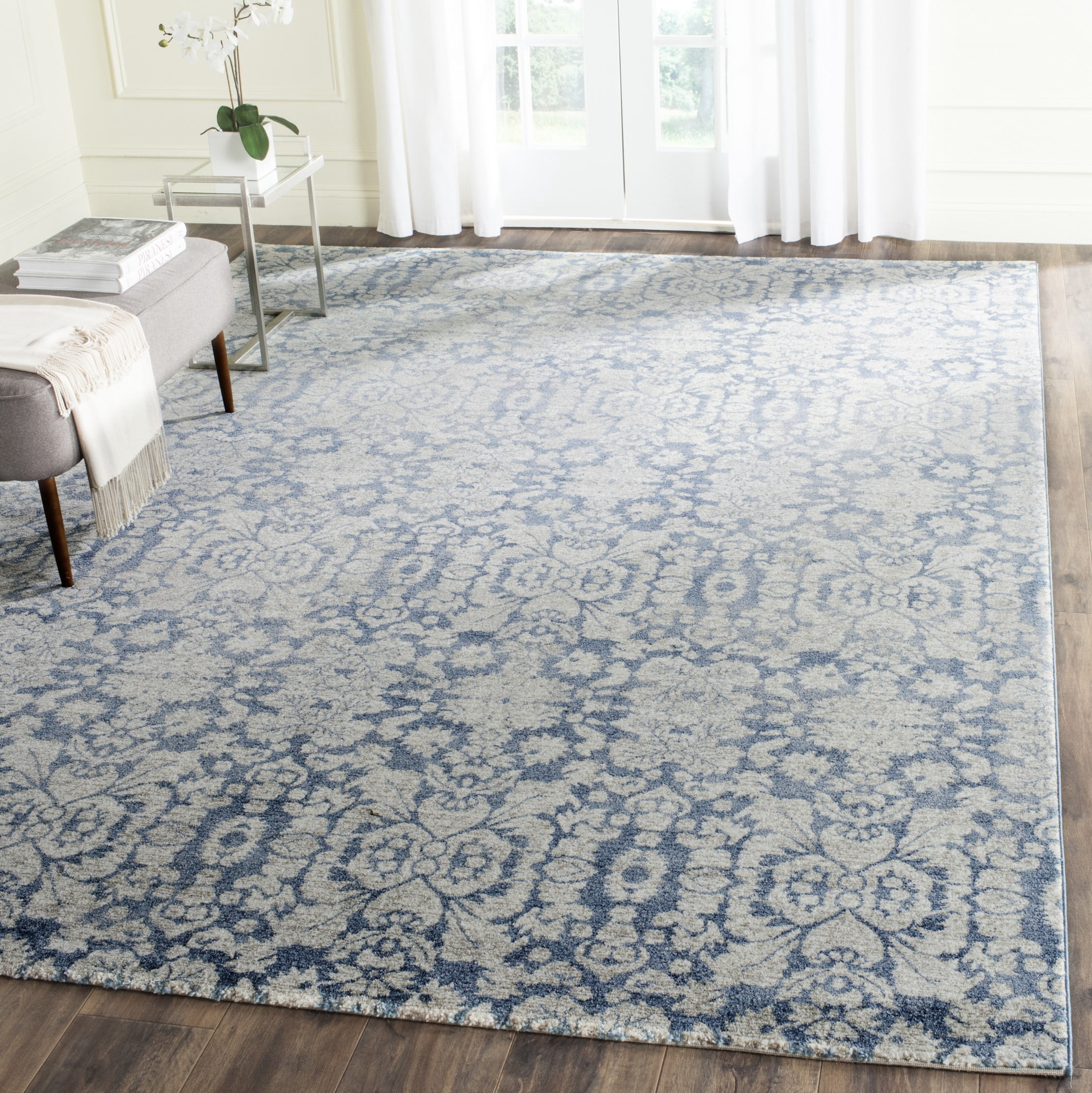 SAFAVIEH Sofia Quintella Damask Area Rug, Blue/Beige, 11' x 15'